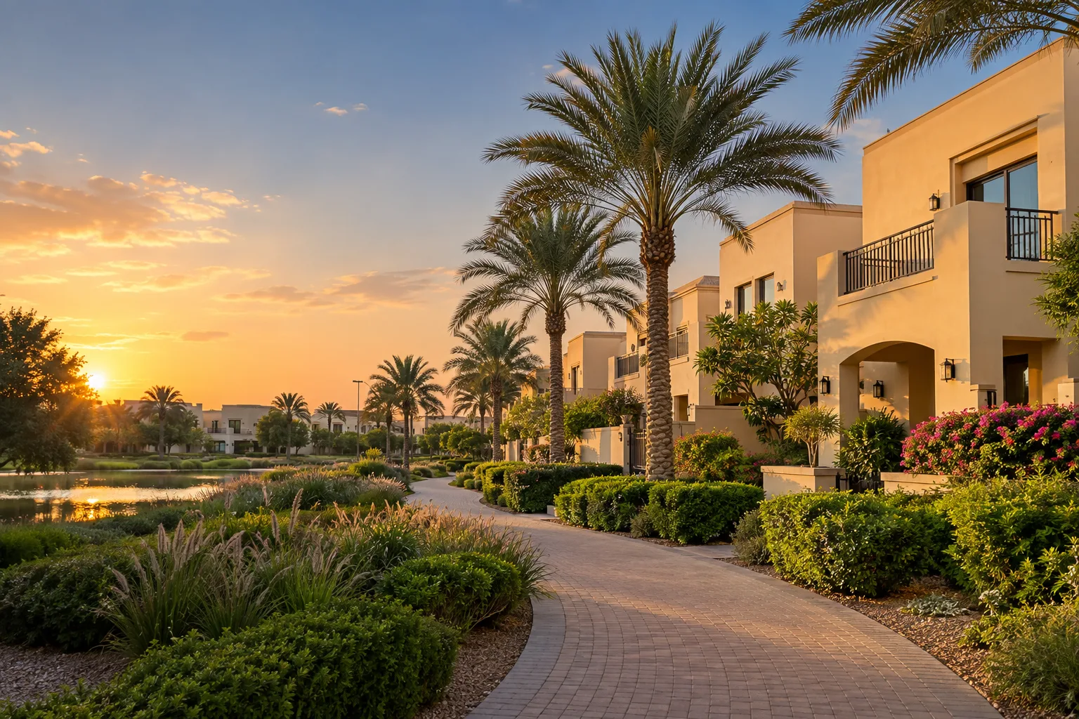 Illustrative landscaped Dubai villa community