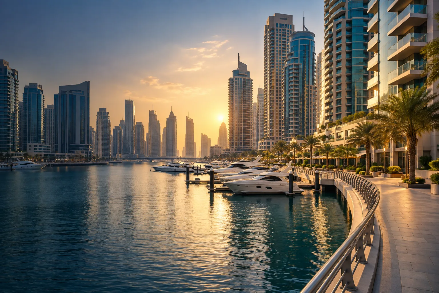 Illustrative Dubai waterfront neighbourhood